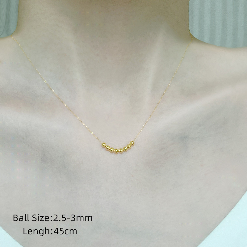 Pendant Necklaces NYMPH Pure 18K gold AU750 Small Gold Ball 25 mm Women's Fine Jewelry Party Gifts X517 230105
