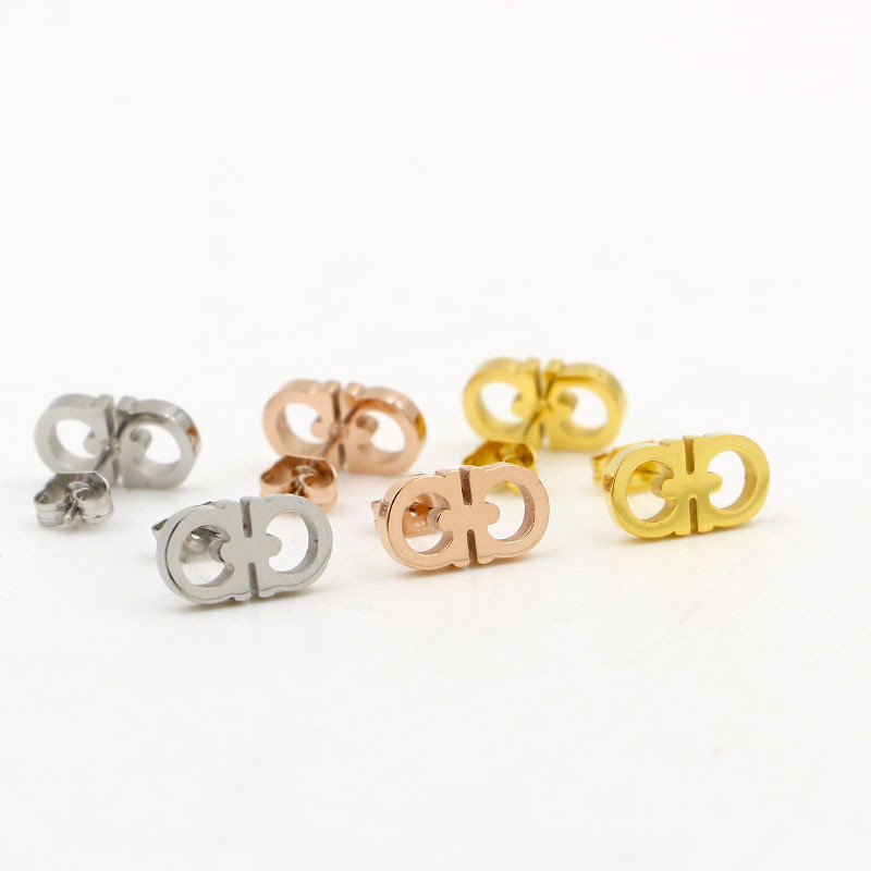 Free shipping Fashion Letters Stud Earrings for Women Stainless Steel OL Korean Designer Ear Rings Earings Earring Party Jewelry Gift Wholesale