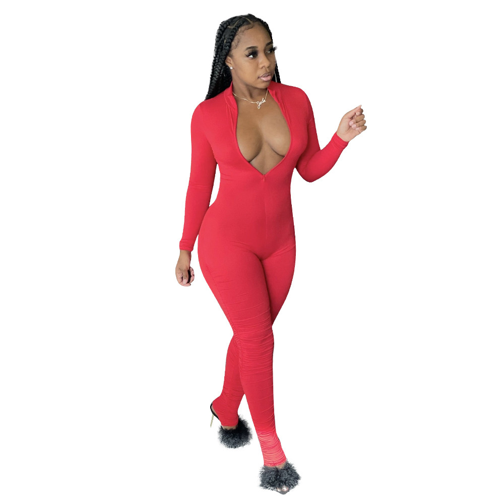 Wholesale Jumpsuits Women Fall Winter Clothing Bodycon Rompers Long Sleeve Solid Jumpsuits One Piece Outfits Skinny Overalls leggings Casual Streetwea