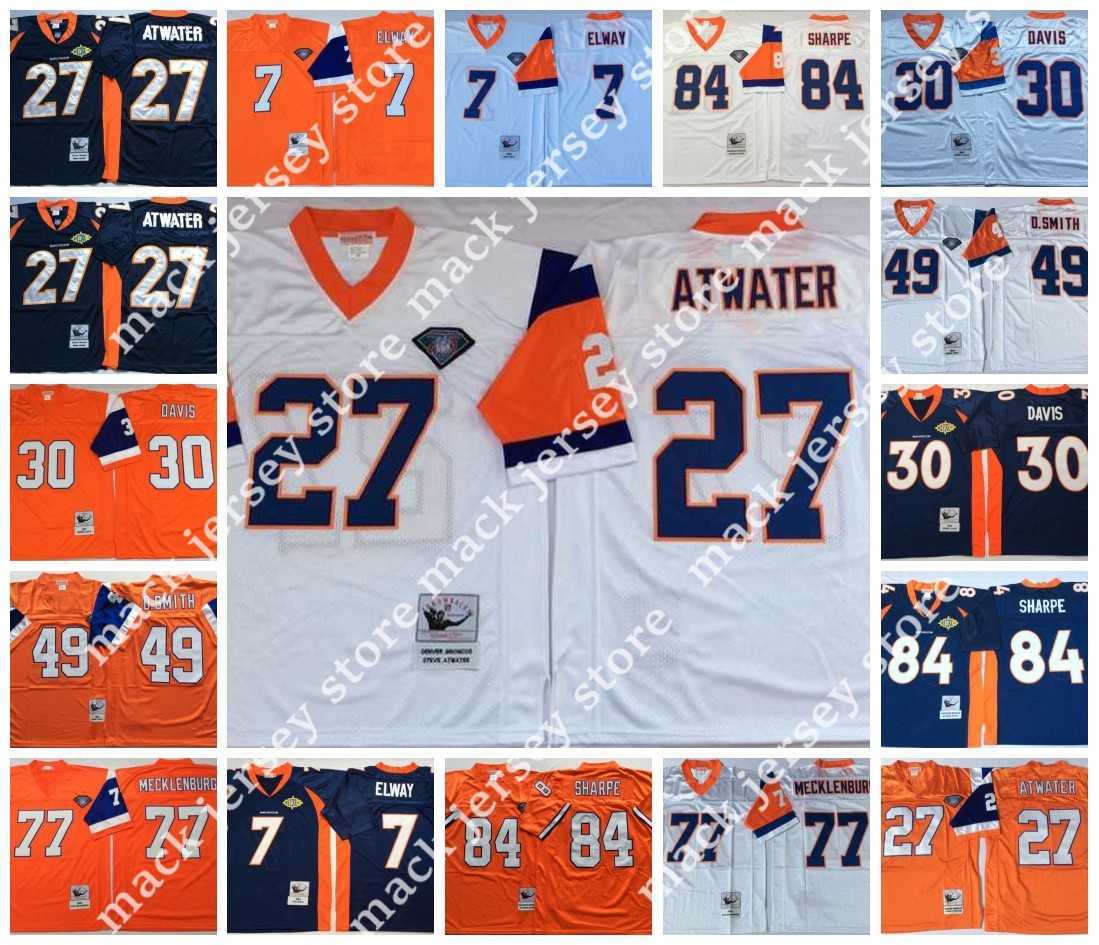 NCAA Vintage Retro 75th 30 Terrell Davis Jerseys 84 Shannon Sharpe 49 Dennis Smith 7 John Elway Karl Mecklenburg 27 Steve Atwater Jersey
