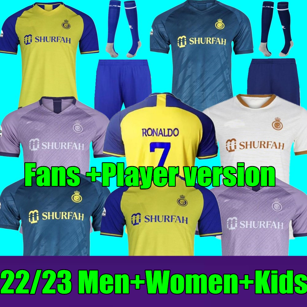 22 23 Al Nassr FC soccer Jerseys Ronaldo 2022 2023 Home yellow away 22 23 CR7 Gonzalo Martinez Talisca women FANS player version men kids kit Football shiirt Al-Nassr, Adult home
22 23 Al Nassr FC soccer Jerseys Ronaldo 2022 2023 Home yellow away 22 23 CR7 Gonzalo Martinez Talisca women FANS player version men kids kit Football shiirt Al-Nassr, Adult home