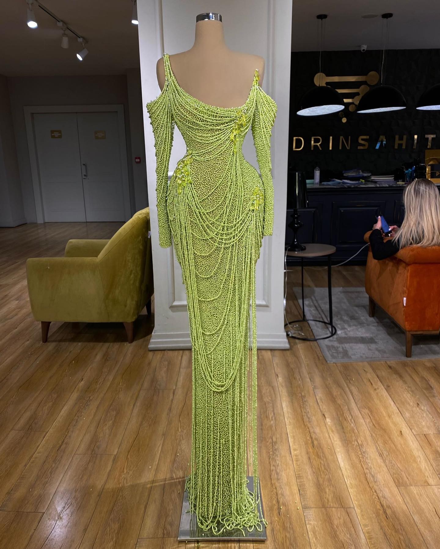 Couture Evening Dress Tailoring Full Beading Long Sleeve Prom Gowns Custom Made Special Occasion Dresses