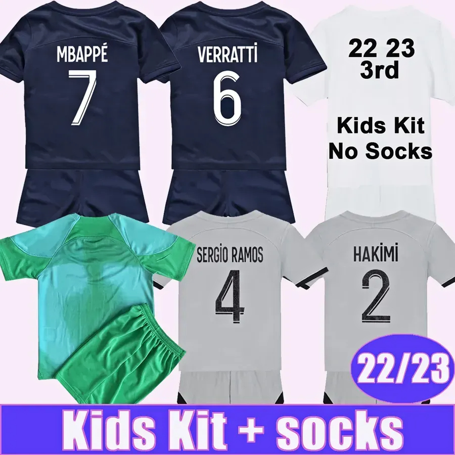 23 MBAPPE Kids Kit Soccer Jerseys KIMPEMBE SERGIO RAMOS Home Away 3rd Goalkeeper Football Shirts VERRATTI DRAXLER ICARDI Child Uniforms, Tz9603 22 23 away no socks
23 MBAPPE Kids Kit Soccer Jerseys KIMPEMBE SERGIO RAMOS Home Away 3rd Goalkeeper Football Shirts VERRATTI DRAXLER ICARDI Child Uniforms, Tz9603 22 23 away no socks