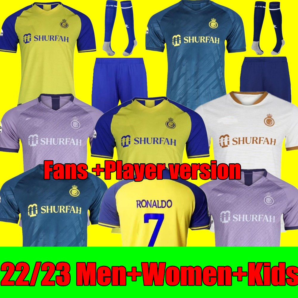22 23 Al Nassr FC soccer Jerseys Ronaldo 2022 2023 Home yellow away 22 23 CR7 Gonzalo Martinez Talisca women FANS player version men kids kit Football shiirt Al-Nassr, Adult 3rd
22 23 Al Nassr FC soccer Jerseys Ronaldo 2022 2023 Home yellow away 22 23 CR7 Gonzalo Martinez Talisca women FANS player version men kids kit Football shiirt Al-Nassr, Adult 3rd