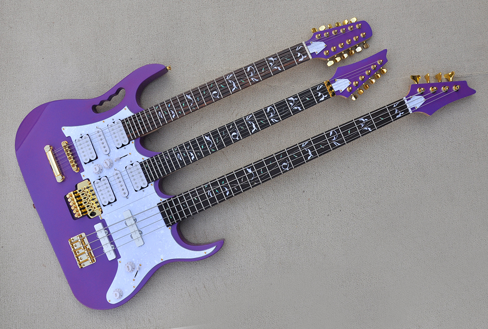 Factory Custom Purple Three Necks Electric Guitar With 12 and 6 and 4 Strings Guitar Gold Hardware Rosewood Fretboard Offer Customized
Factory Custom Purple Three Necks Electric Guitar With 12 and 6 and 4 Strings Guitar Gold Hardware Rosewood Fretboard Offer Customized
