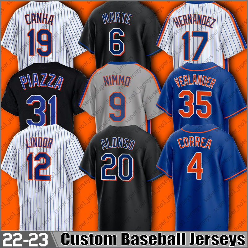 4 Carlos Correa Baseball Jersey Pete Alonso Francisco Lindor Brandon Nimmo Justin Verlander Jerseys Edwin Diaz Kodai Senga Mike Piazza Tom Seaver Mark Canha xcvsdv