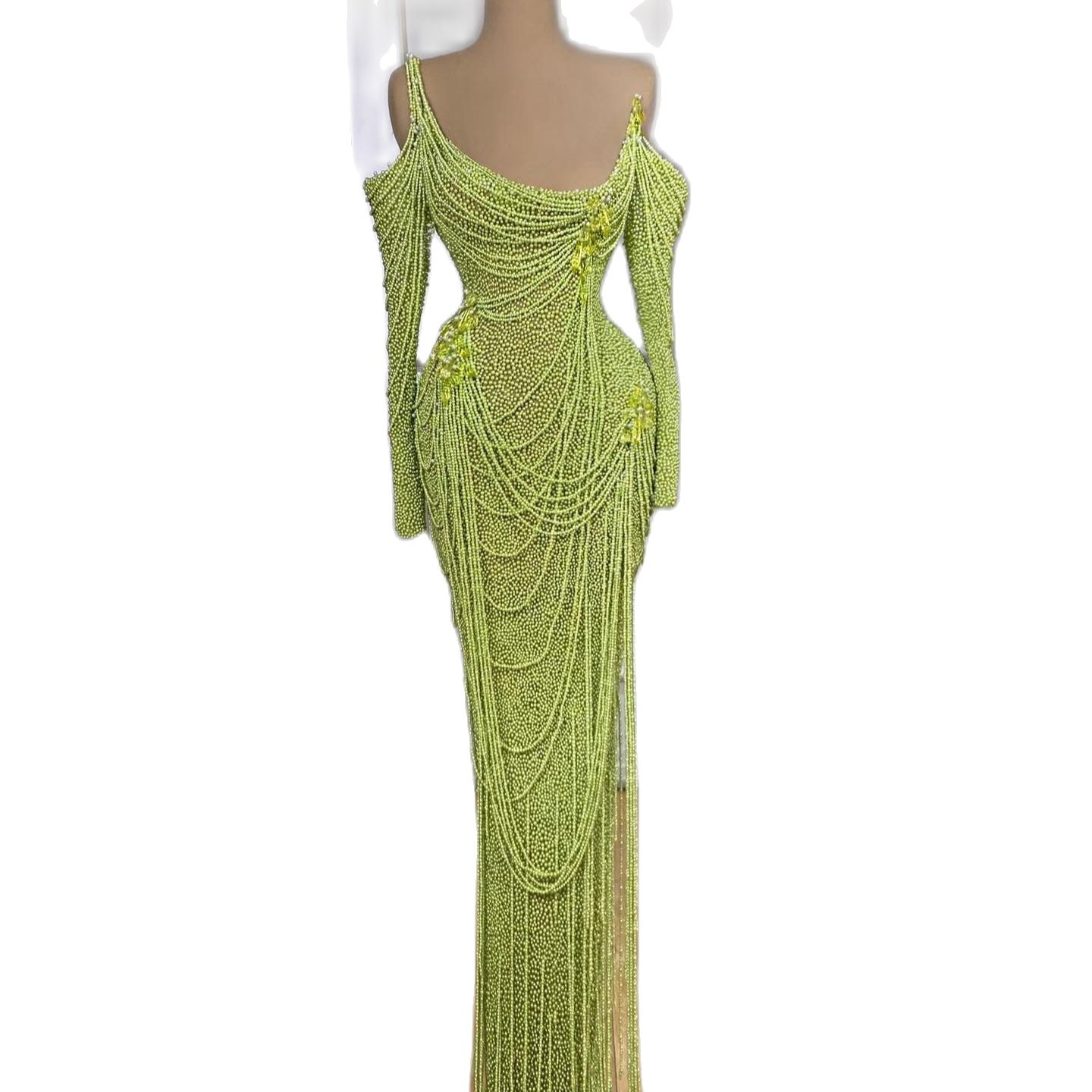 Couture Evening Dress Tailoring Full Beading Long Sleeve Prom Gowns Custom Made Special Occasion Dresses