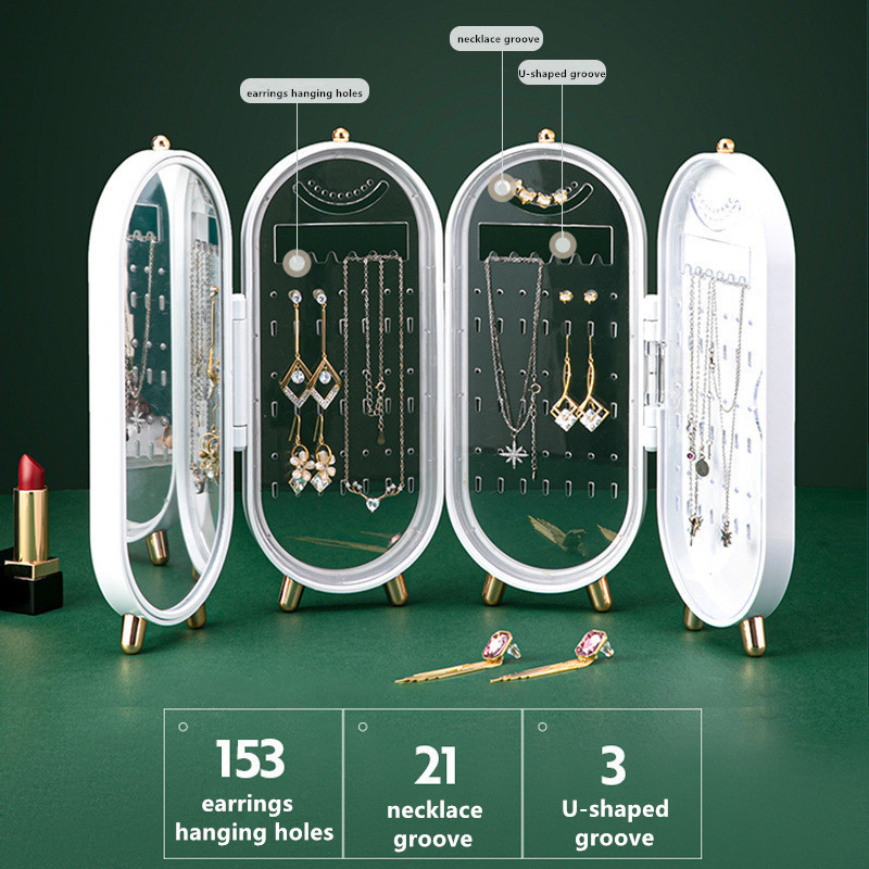 Jewelry Stand Desktop Storage Box Multilayer Dustproof Earrings Rings Necklaces Display Holder Case for Women Organizer 230105