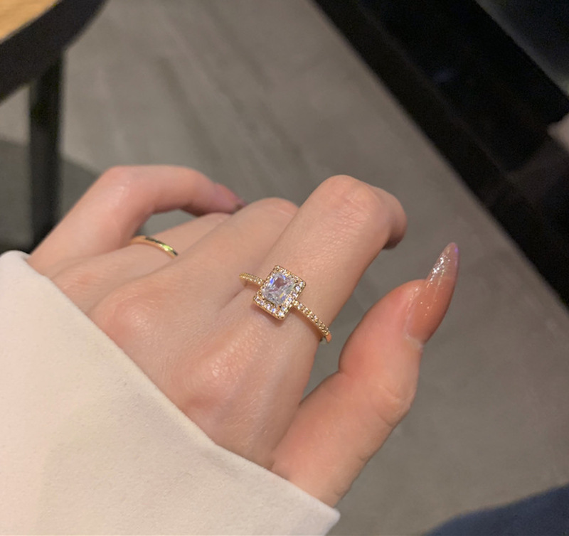 Choucong Simple Fashion Jewelry Wedding Rings 925 Sterling Silver Gold Fill Princess Cut White Topaz CZ Diamond Party Women Open Adjustable Ring For L