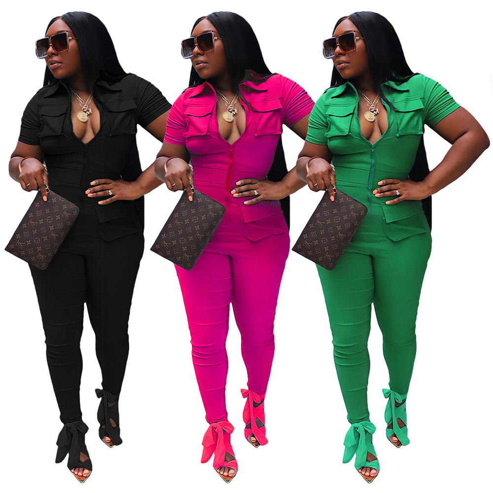 Wholesale Jumpsuits Women Short Sleeve Rompers Spring Summer Clothes Casual Solid Zipper Jumpsuits One Piece Overalls Solid Cargo Pants Bulk Items 8338, Rose red
Wholesale Jumpsuits Women Short Sleeve Rompers Spring Summer Clothes Casual Solid Zipper Jumpsuits One Piece Overalls Solid Cargo Pants Bulk Items 8338, Rose red