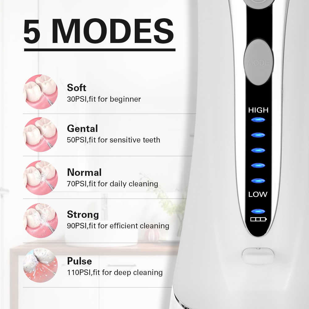 Oral Irrigators Other Hygiene AZDENT Portable Irrigator with Travel Case Bag HF-9 USB Charger Water Dental Flosser Irrigation Tooth Pick Floss 240ml 2