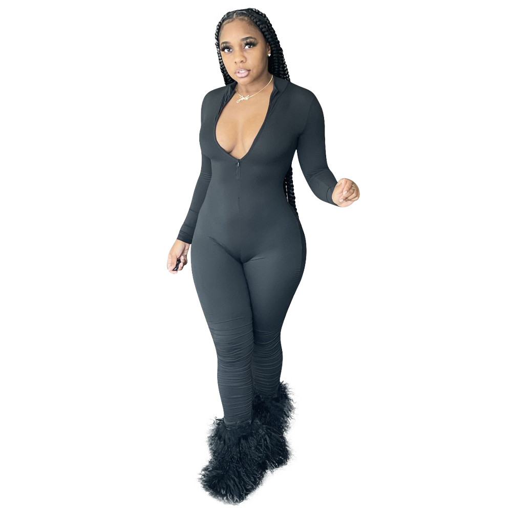 Wholesale Jumpsuits Women Fall Winter Clothing Bodycon Rompers Long Sleeve Solid Jumpsuits One Piece Outfits Skinny Overalls leggings Casual Streetwea
