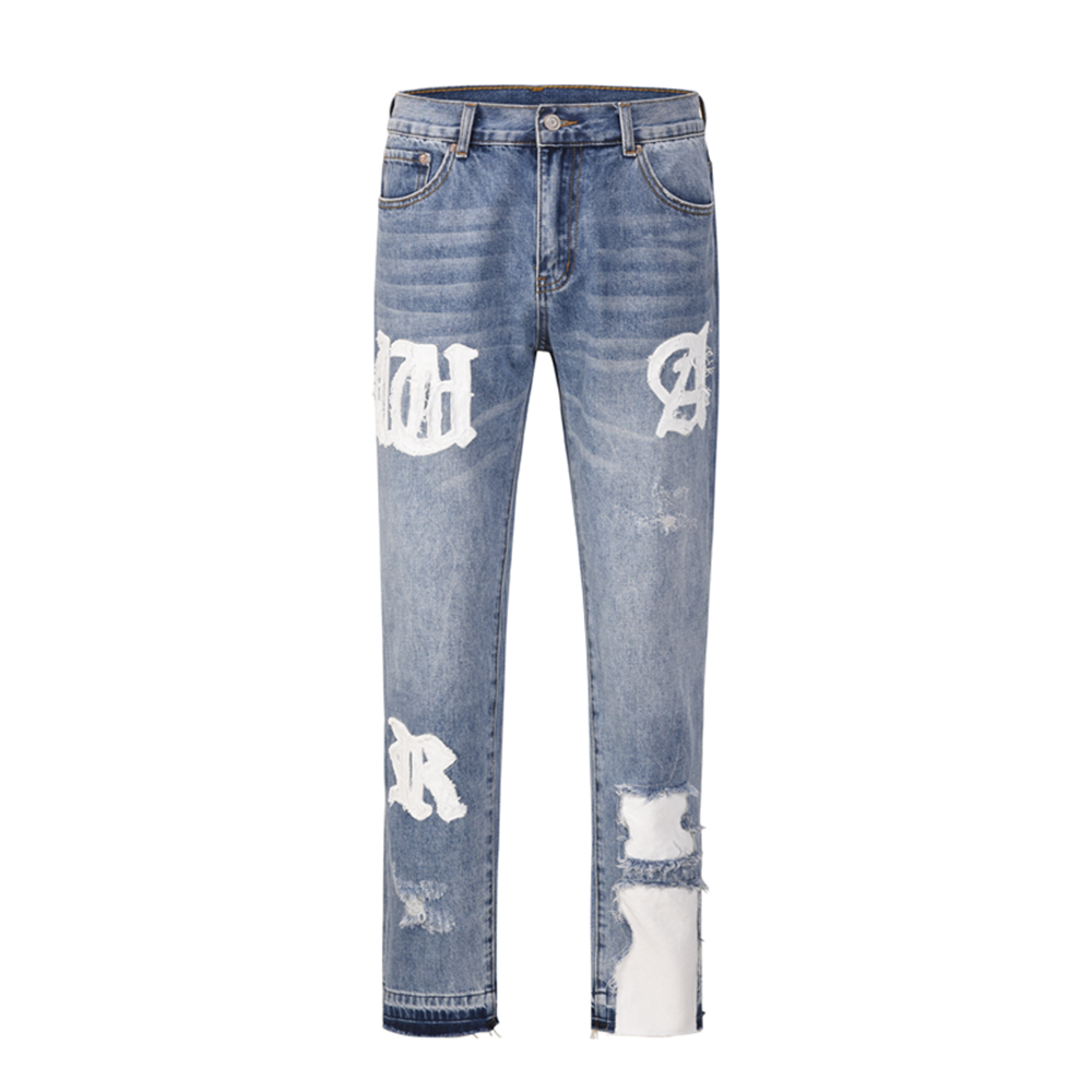 Pants Vintage Washed Letter Embroidery Hole Blue Men's Jeans Straight Frayed Streetwear Hip Hop Loose Unisex Denim Trousers
Pants Vintage Washed Letter Embroidery Hole Blue Men's Jeans Straight Frayed Streetwear Hip Hop Loose Unisex Denim Trousers