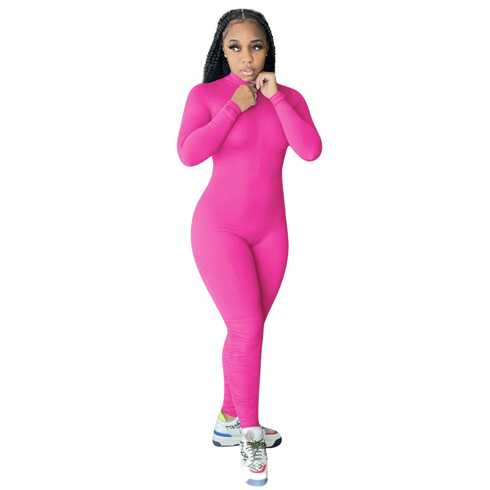 Wholesale Jumpsuits Women Fall Winter Clothing Bodycon Rompers Long Sleeve Solid Jumpsuits One Piece Outfits Skinny Overalls leggings Casual Streetwea