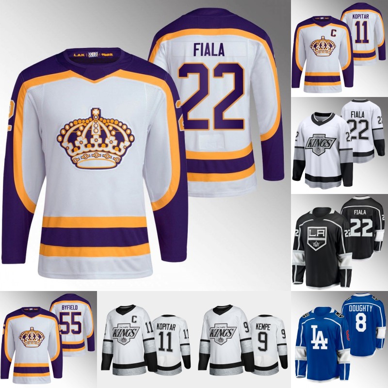 LA Kings Kevin Fiala Jersey Trevor Moore Anze Kopitar Drew Doughty Jonathan Quick Cal Petersen Lias Andersson Adrian Kempe Gabriel Vilardi Viktor Arvidsson Jerseys