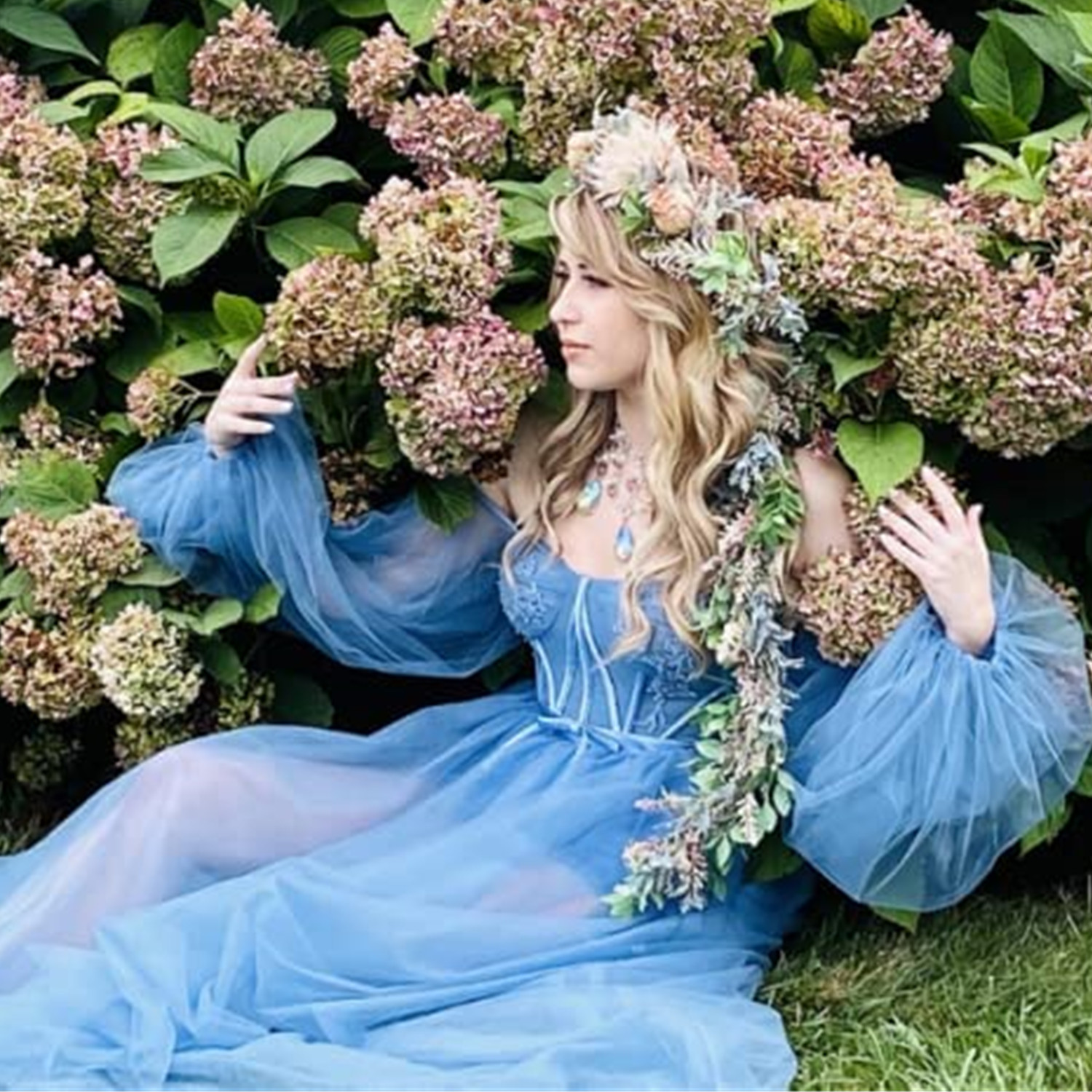 Puffy Sleeves Tulle Prom Dresses Chic V Neck Sexy Backless Evening DressFishtail Beach Bridesmaid Holiday Ball Gown Split Prom Gowns