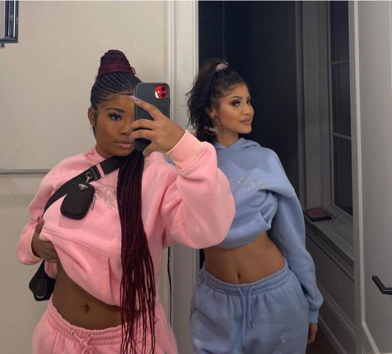 Diamonds Letter Print Tracksuits Sweatshirts Tops and Pants Two Piece Suit Women Trousers Casual Sportwear Runing Matching Set