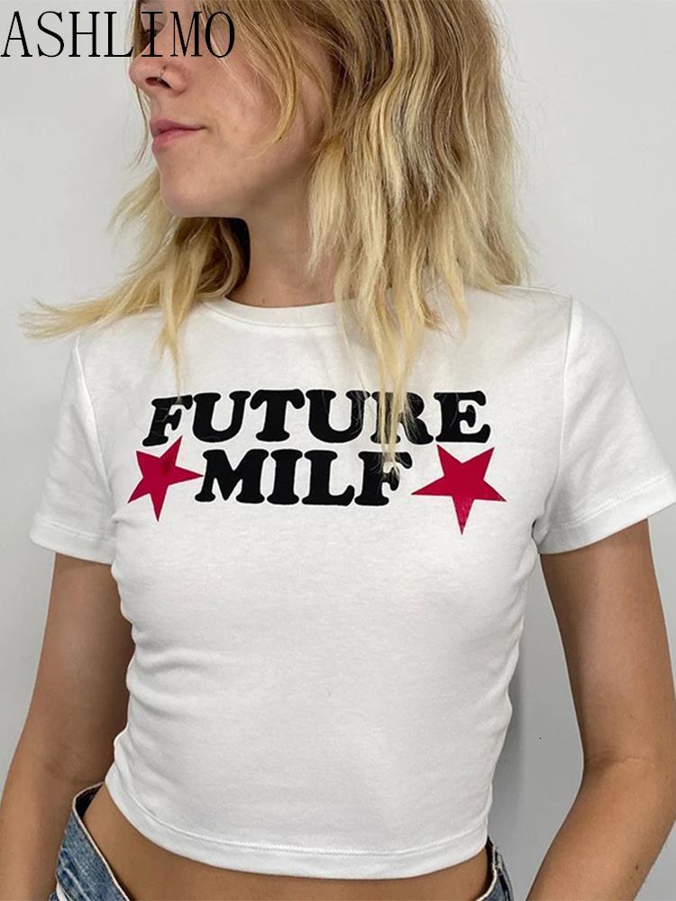 Women s T Shirt Y2k Crop T Shirts Future Milf Star Fashion Women Top Harajuku Streetwear Slim Tshirt Summer Sexy Party Femme Womens Clothes 230106