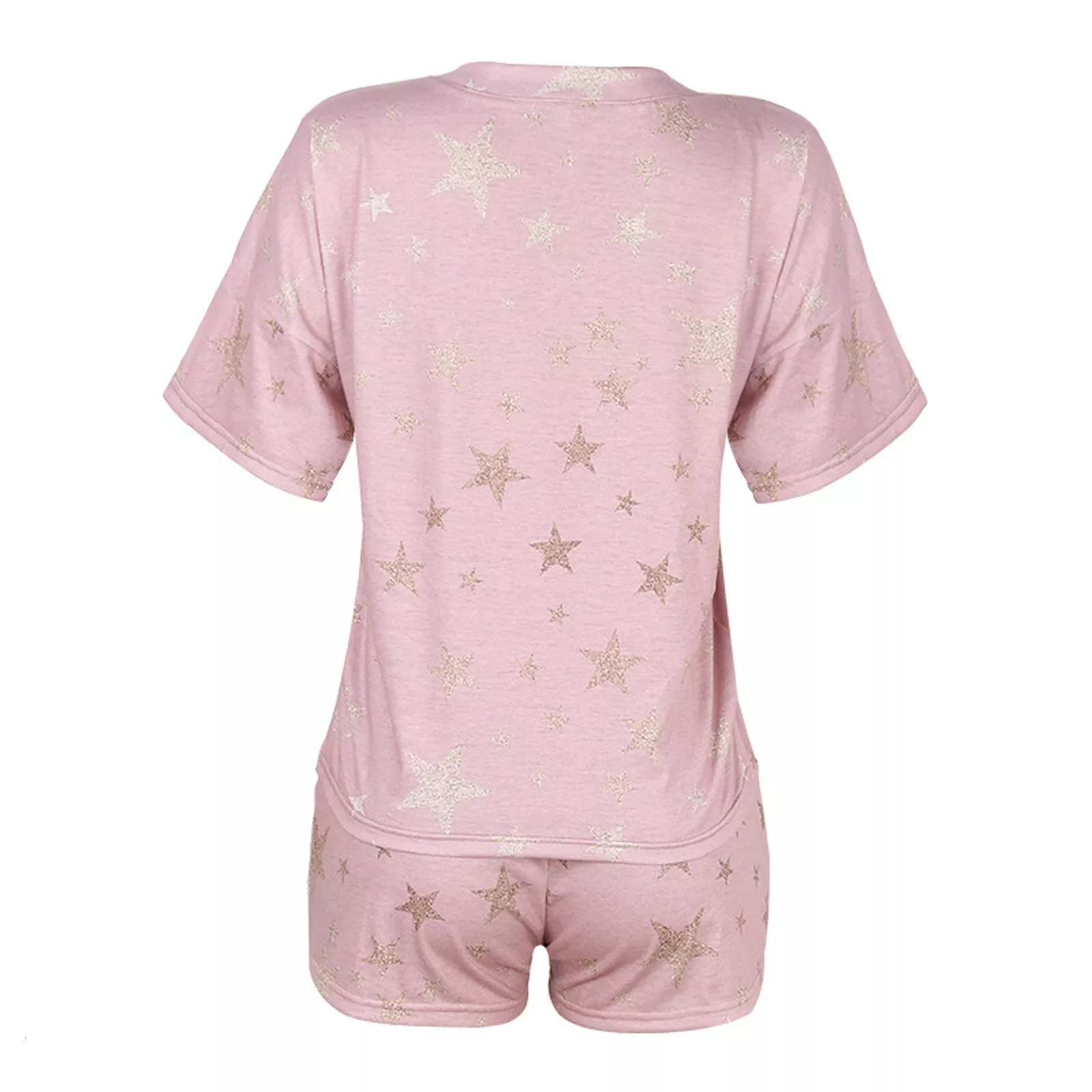Women s Two Piece Pants IN Start Pink Shorts Sets Five Pointed Printed Short Sleeve Sleepwear Home Wear Suit Pajamas 230106