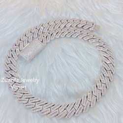 15mm 18mm 19mm Hip Hop Fine Jewelry Baguette Dia Men Necklace Sterling Sier Fully Vvs Moissanite Cuban Link Chain5344488