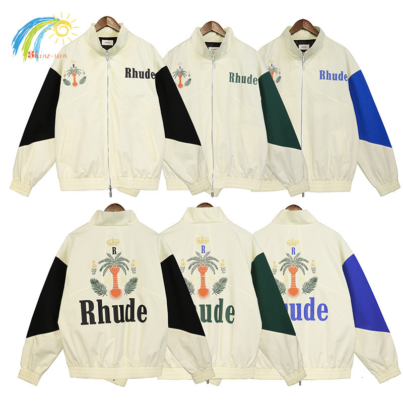 Men s Jackets FW Patchwork Rhude Jacket Men Women 1 1 High Quality Coconut Tree Print Green Blue Black Outwear Coats 230106
Men s Jackets FW Patchwork Rhude Jacket Men Women 1 1 High Quality Coconut Tree Print Green Blue Black Outwear Coats 230106