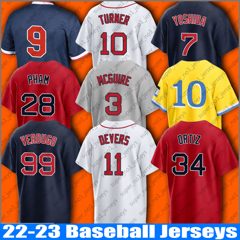 Boston 11 Rafael Devers Baseball Jersey Masataka Yoshida Justin Turner David Ortiz Corey Kluber Jerseys Reese McGuire Trevor Story Alex Verdugo Kenley Jansen