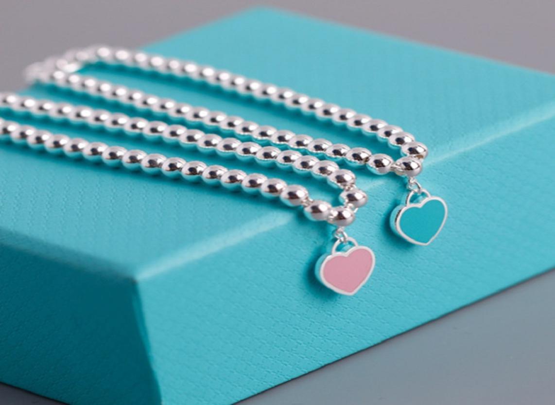 New 925 Sterling Silver love tag bracelets Brand Luxury Couple Beaded Strands Chains Heart Balls 4MM Bead Bracelet For Women Blue 6222312
New 925 Sterling Silver love tag bracelets Brand Luxury Couple Beaded Strands Chains Heart Balls 4MM Bead Bracelet For Women Blue 6222312