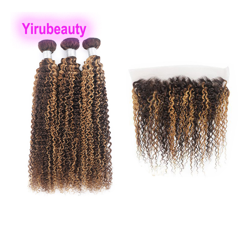 P4/27 Piano Color Brazilian Human Hair Wefts 3 Bundles With 13X4 Lace Frontal Kinky Curly 10-30inch Free Part Products Yirubeauty
P4/27 Piano Color Brazilian Human Hair Wefts 3 Bundles With 13X4 Lace Frontal Kinky Curly 10-30inch Free Part Products Yirubeauty