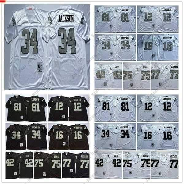 

Football Jerseys NCAA Vintage Top #12 Ken Stabler 16 Jim Plunkett 34 Bo Jackson 42 Ronnie Lott 75 Howie Long 77 Lyle Alzado 81 Tim Brown Football Jerseys, As picture