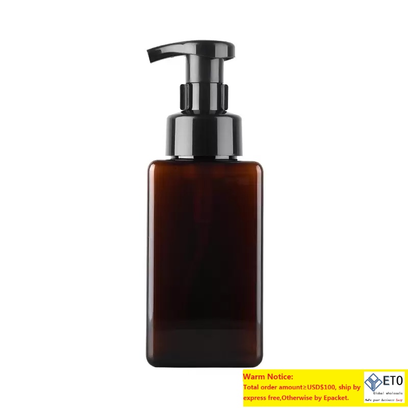 Square Foaming Soap Dispenser 450ml 15oz Amber Refillable Plastic Foam Pump Bottle for Liquid Soap Shampoo Body Wash