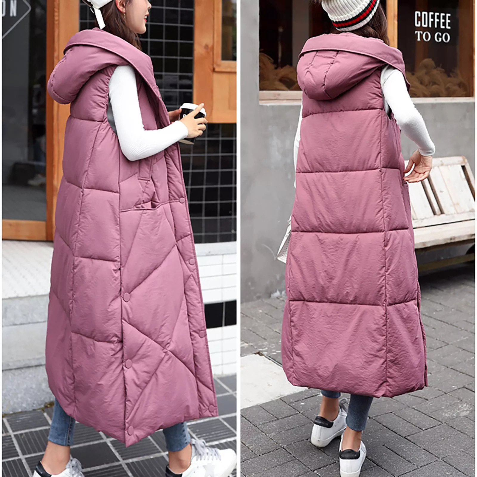 Women's Down Parkas IN Womens Cotton Padded Jacket With Hood Pure Color Vest Coat For Lady Autumn Winter Tops Waistcoat Clothing Veste 230107