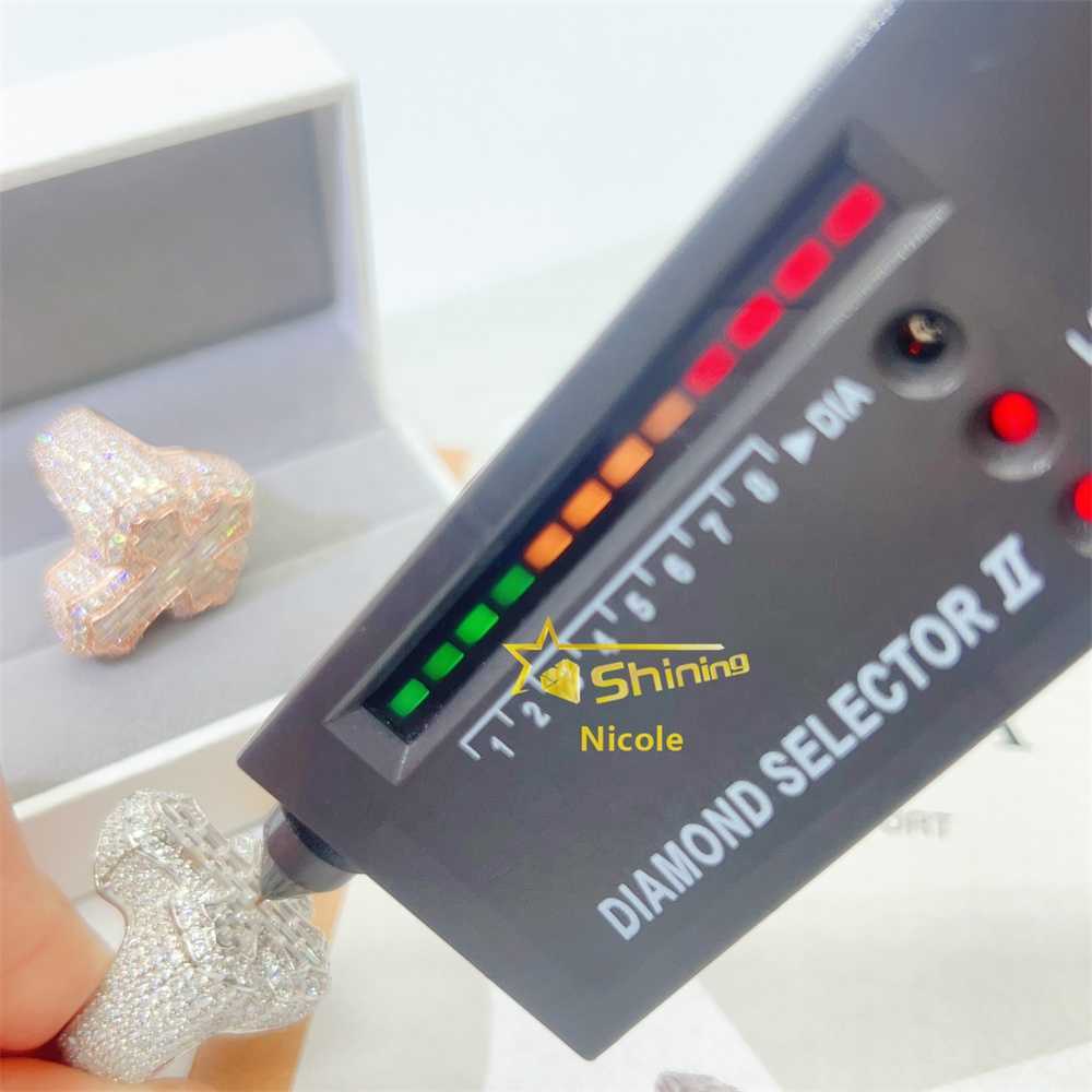 New Arrival Luxury 925 Sterling Silver Iced Out Gold Plated Cross Ring Hip Hop Diamond Moissanite Men Ring