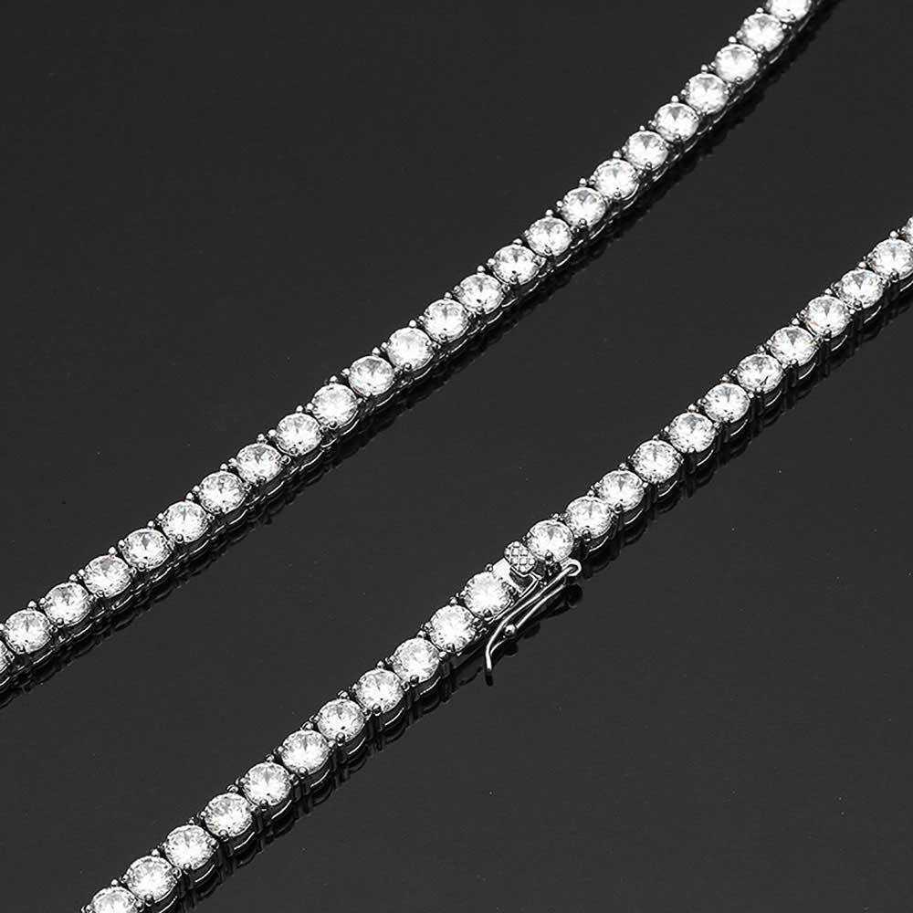 Nc37 Fashion Luxury Jewelry Tenis Chain Moissanite 4mm Hip Hop Stainless Steel Mossonite Tennis Necklace