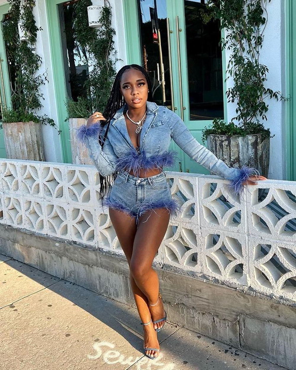 Women s Two Piece Pants Denim Fur Cropped Jacket Pant Sets Winter Fall Women Elegant Outfits Short Jean Jackets 2 s Set 230106