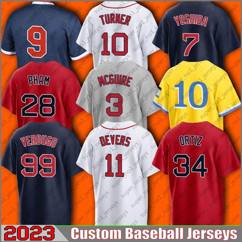 Boston 11 Rafael Devers Baseball Jersey Masataka Yoshida Justin Turner David Ortiz Ted Williams Jerseys Reese McGuire Trevor Story Alex Verdugo Enrique Hernandez