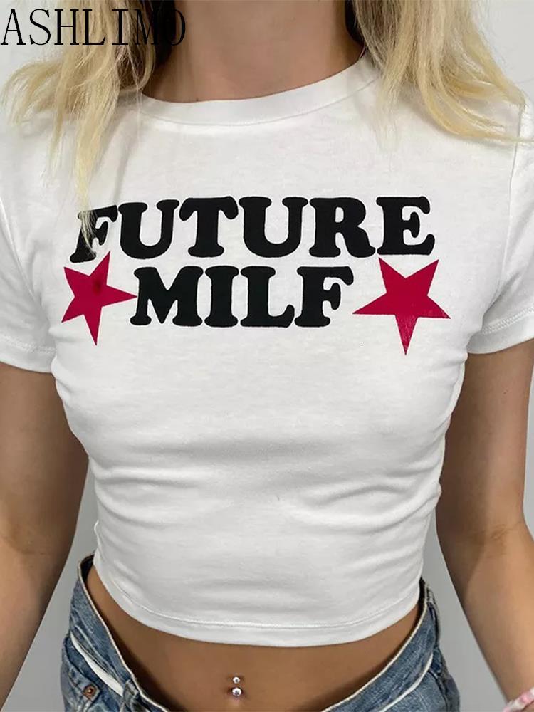 Women s T Shirt Y2k Crop T Shirts Future Milf Star Fashion Women Top Harajuku Streetwear Slim Tshirt Summer Sexy Party Femme Womens Clothes 230106