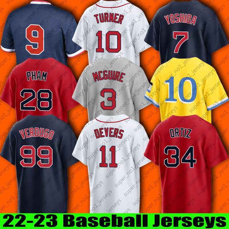 Boston 11 Rafael Devers baseball jersey Nick Pivetta Masataka Yoshida Justin Turner David Ortiz jerseys Corey Kluber Reese McGuire Trevor Story Alex Verdugo