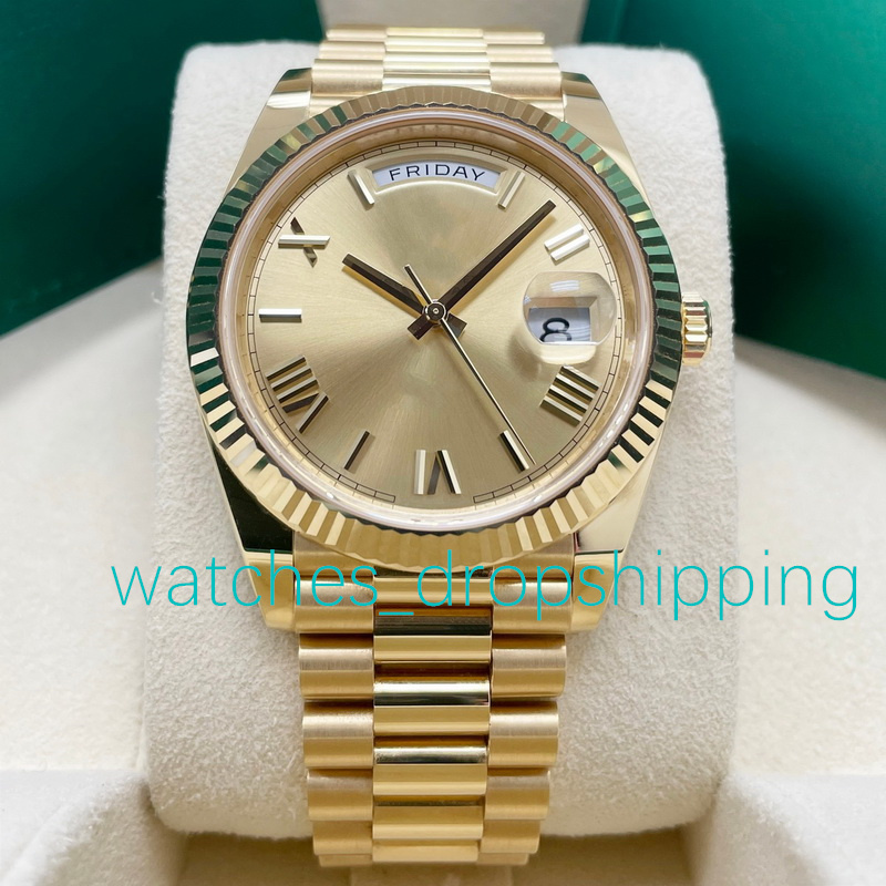 2023 Top Mens Watch 41mm 18K Gold Roman Dial Automatic Mechanical Original Clasp Men' Watches Daydate President Top-Quality Wristwatch