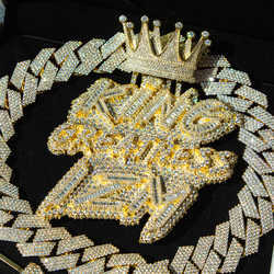 Iced Out Hip Hop Jewelry Vvs Moissanite Diamond Custom Letter Pendant Cuban Chain Necklace