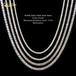 Pass Diamond Tester Gra Certified Vvs Moissanite Necklace S Sterling Sier 2mm Tennis Chain