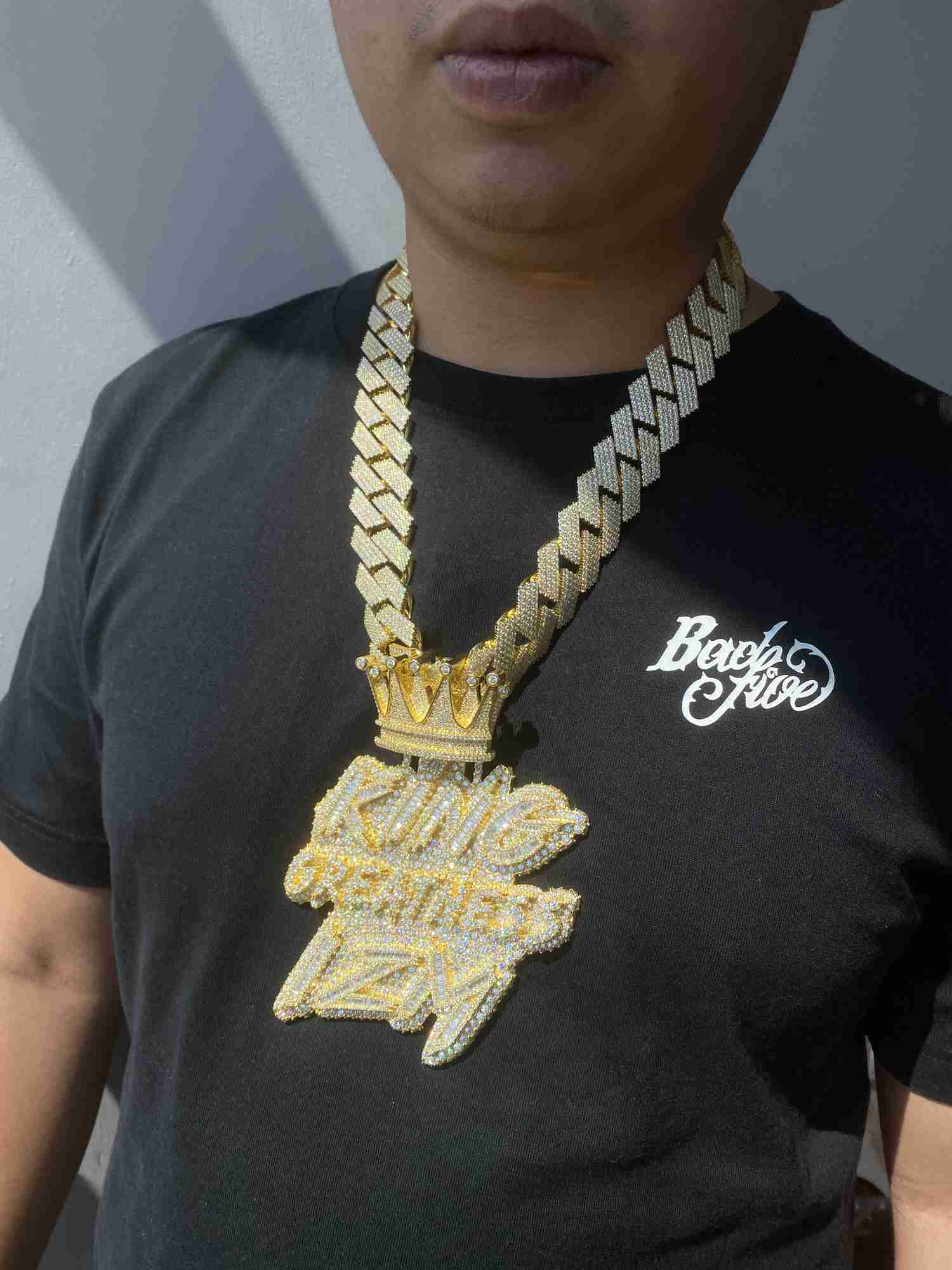 Iced Out Hip Hop Jewelry Vvs Moissanite Diamond Custom Letter Pendant Cuban Chain Necklace