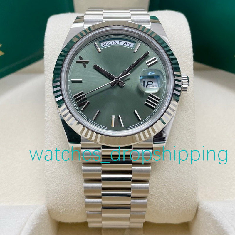 Super Factory 41mm Mens Watch Green Roman Dial Fluted Bezel Automatic Mechanical Fine Steel Concealed Folding Clasp Self-Winding Sapphire Glass Sport Wristwatch
Super Factory 41mm Mens Watch Green Roman Dial Fluted Bezel Automatic Mechanical Fine Steel Concealed Folding Clasp Self-Winding Sapphire Glass Sport Wristwatch
