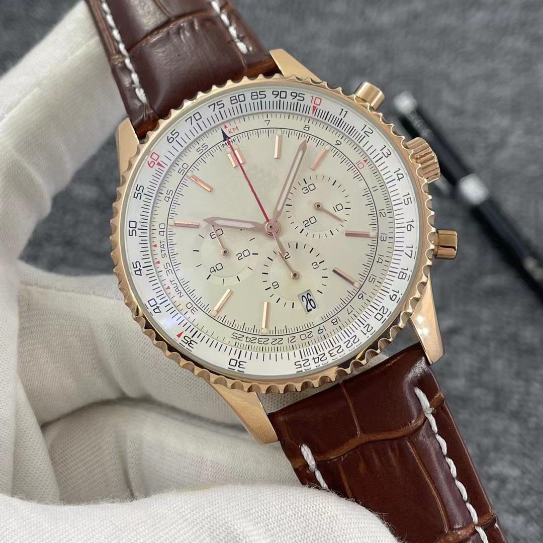 2023 U1 Top-grade AAA B01 46MM New Quality Navitimer Watch Chronograph Quartz Movement Yellow Gold Case Limited Silver Dial 50TH ANNIVERSARY Men Watch Leather Strap, 50m waterproof
2023 U1 Top-grade AAA B01 46MM New Quality Navitimer Watch Chronograph Quartz Movement Yellow Gold Case Limited Silver Dial 50TH ANNIVERSARY Men Watch Leather Strap, 50m waterproof