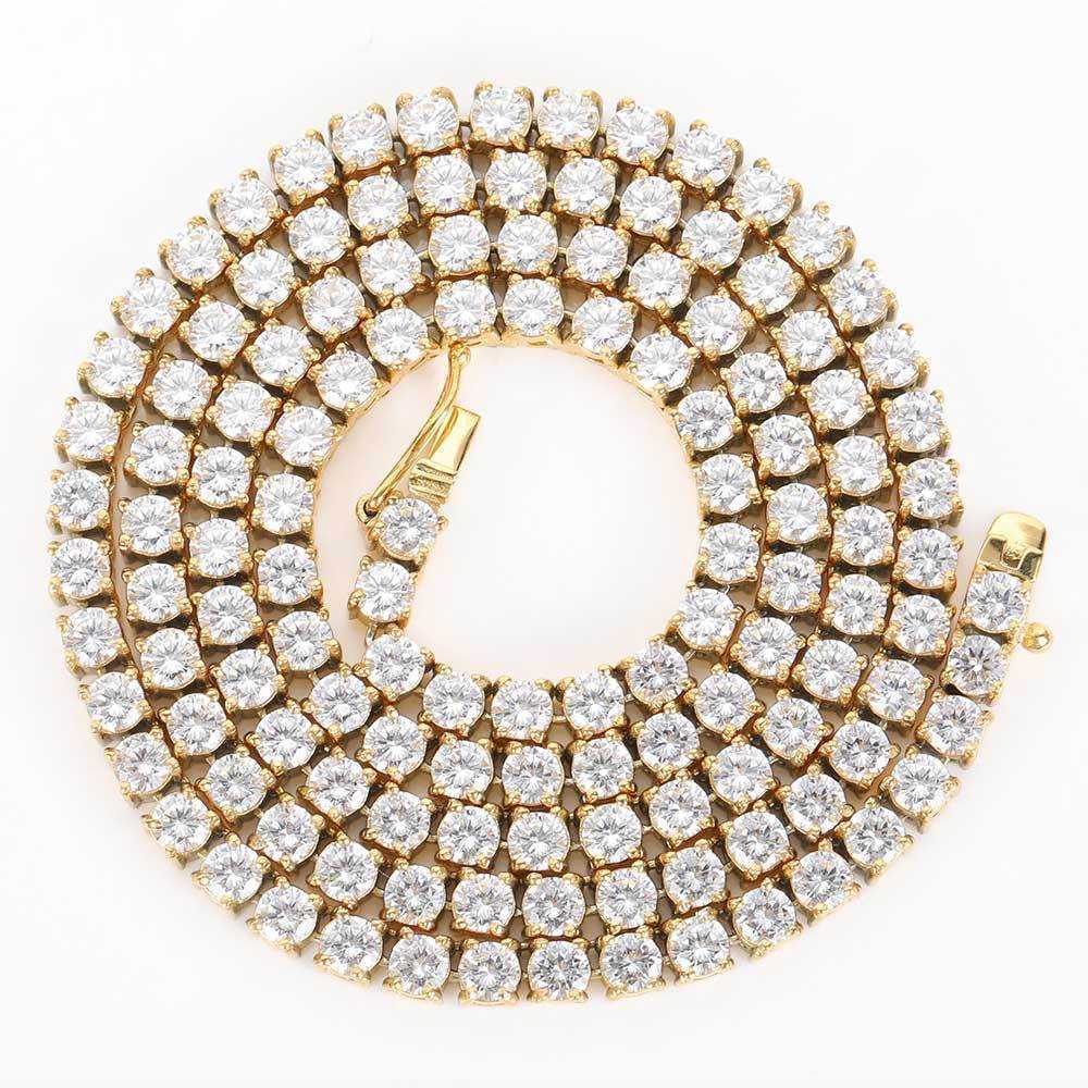 Nc37 Fashion Luxury Jewelry Tenis Chain Moissanite 4mm Hip Hop Stainless Steel Mossonite Tennis Necklace