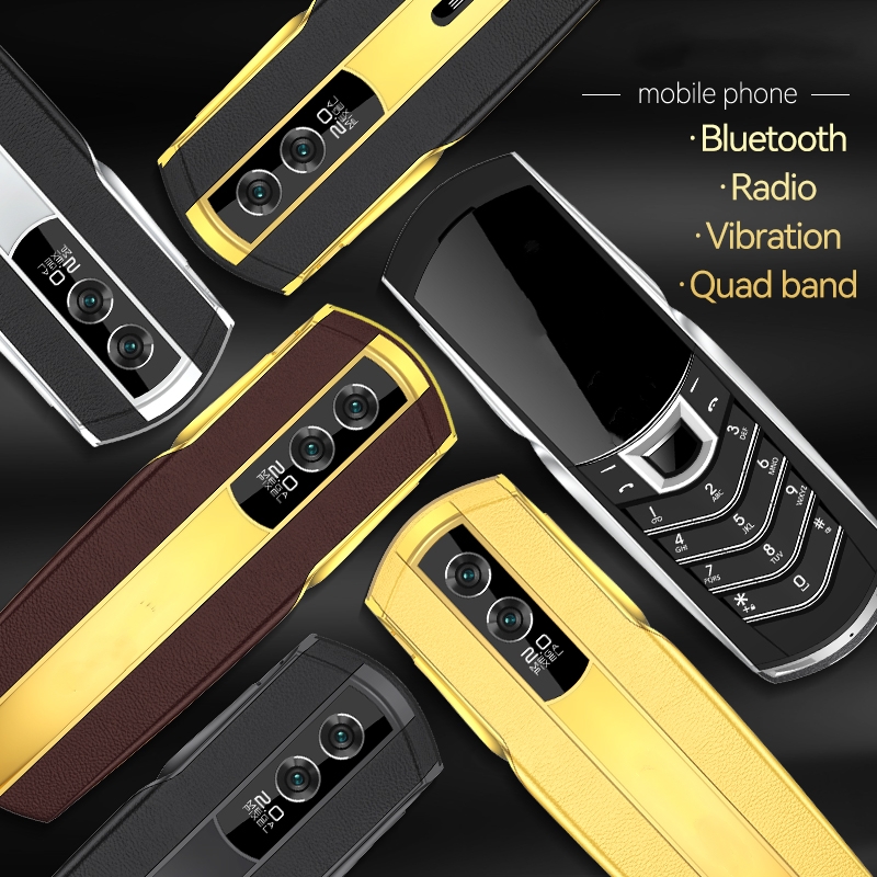 Gold Business Cell Phone Unlocked 2G GSM dual sim card Mobile Phones stainless steel body FM Radio bluetooth Dial HD Camera Magic Voice Cellphone Free