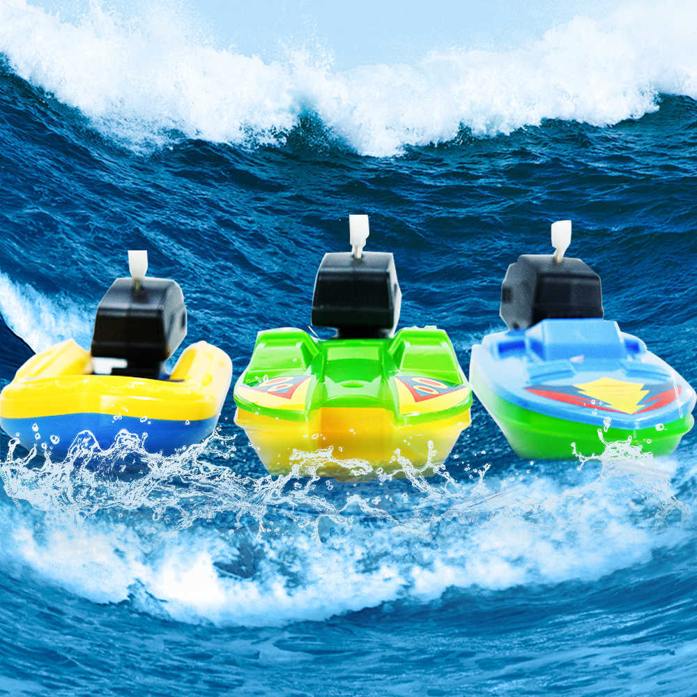Wholesale Speed Boat Ship Wind Up Clockwork Float In Water Classic Summer Shower Bath Kids Toys for Children Boys Gifts