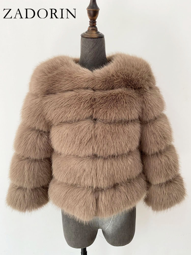 Women's Fur Faux ZADORIN S5XL Mink Coats Autumn Winter Fluffy Black Coat Elegant Thick Warm Jackets For Tops 230107