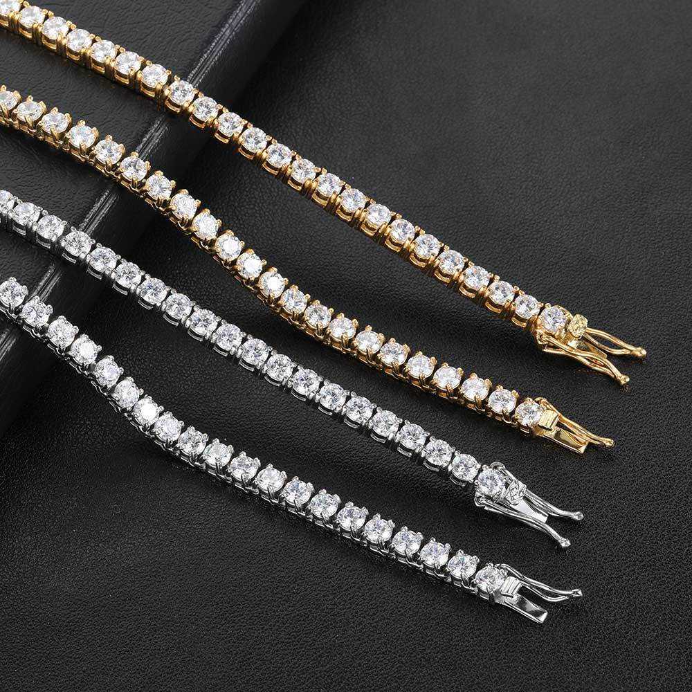 Nc37 Fashion Luxury Jewelry Tenis Chain Moissanite 4mm Hip Hop Stainless Steel Mossonite Tennis Necklace