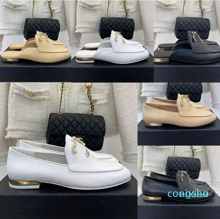 womens luxury design genuine Leather sandals designer fashion Solid color Gold chain chunky heels cover toes loafers shoes lady Low heels Half slipper sizes 41
womens luxury design genuine Leather sandals designer fashion Solid color Gold chain chunky heels cover toes loafers shoes lady Low heels Half slipper sizes 41