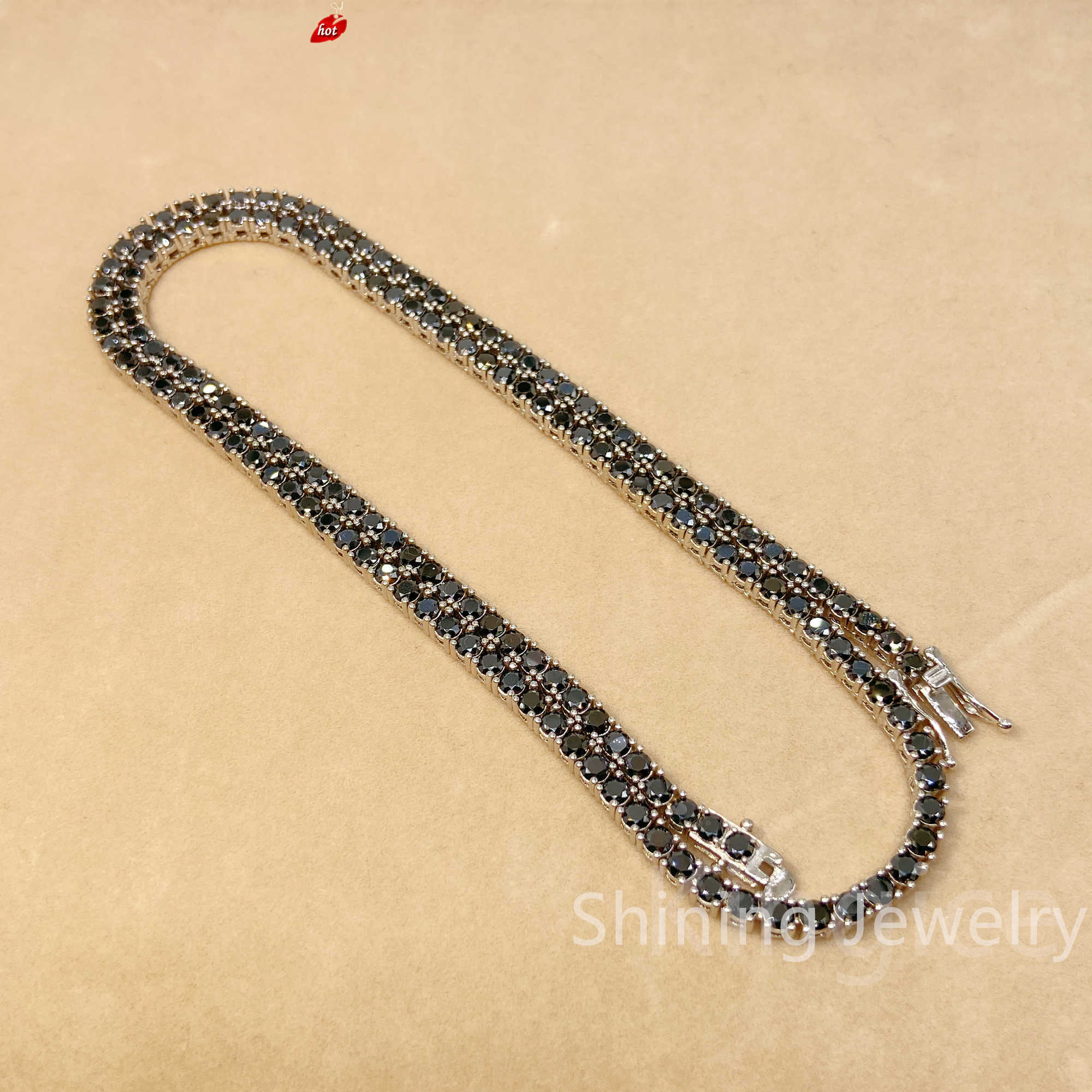 necklace moissanite chain Designer Hip Hop Dia Jewelry Men Iced Out S Sterg Sliver Black Moissanite Tennis Chain